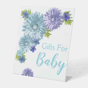 Blue Baby In Bloom Brunch Shower Gifts Pedestal Sign
