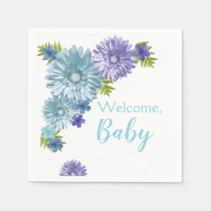 Blue Baby In Bloom Brunch Shower  Napkin