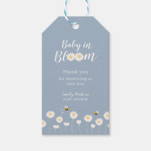 Blue Baby In Bloom Daisy Baby Shower Thank You Gift Tags