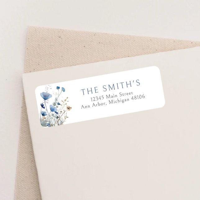 Blue Baby In Bloom Floral Shower Return Address (Creator Uploaded)