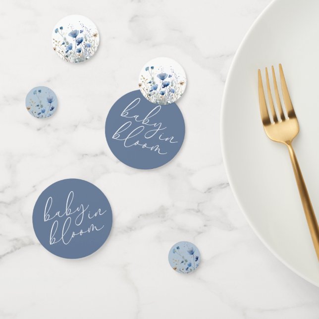 Blue Baby In Bloom Floral Wildflower Baby Shower Confetti (Group)