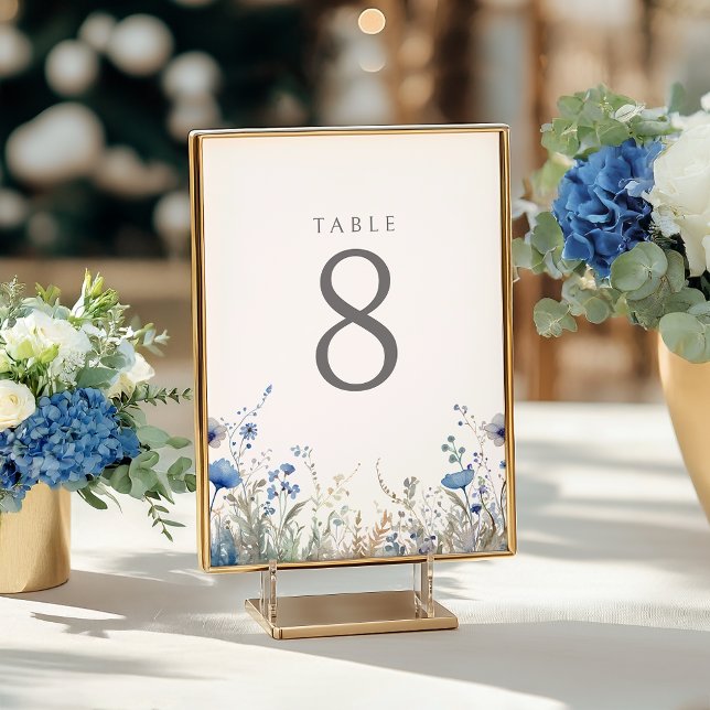 Blue Baby In Bloom Floral Wildflower Baby Shower Table Number (Creator Uploaded)