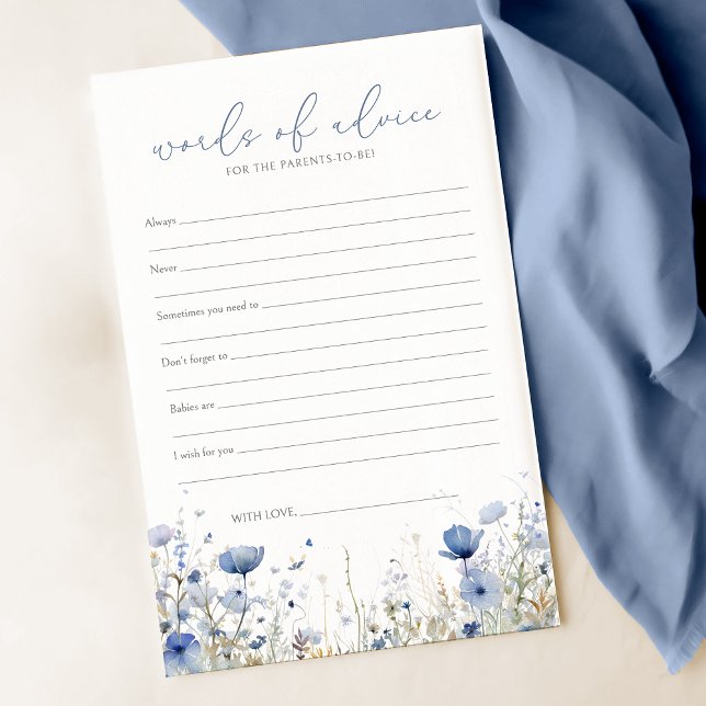 Blue Baby In Bloom Wildflower Baby Advice Card (Creator Uploaded)