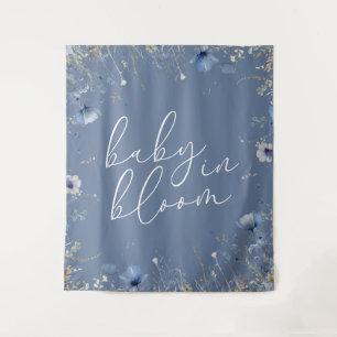 Blue Baby In Bloom Wildflower Baby Shower Tapestry