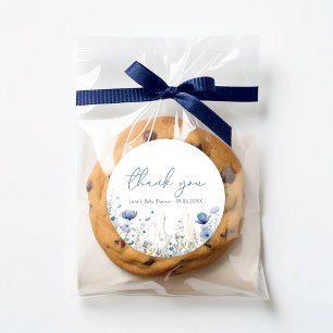 Blue Baby In Bloom Wildflower Shower Favour Sticke Classic Round Sticker