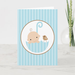 Blue Baby in Umbrella Card
