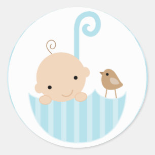 Blue Baby in Umbrella Classic Round Sticker