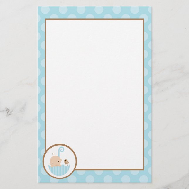 Blue Baby in Umbrella Stationery (Front)