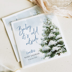 Blue Baby It's Cold Outside Baby Shower Napkin