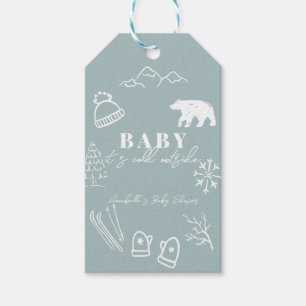 Blue Baby It's Cold Outside Baby Shower Thank You Gift Tags