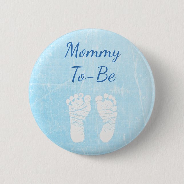 Blue Baby Mummy to be Baby Shower Button (Front)