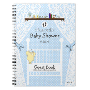 Blue Baby Nursery-Baby Shower Guest Book- Notebook