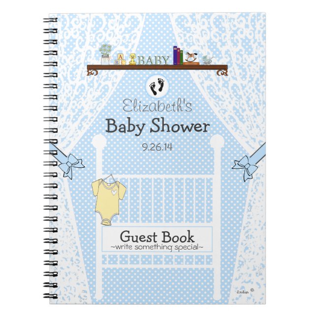 Blue Baby Nursery-Baby Shower Guest Book- Notebook (Front)