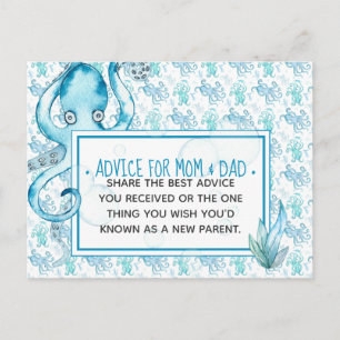 Blue Baby Octopus Baby Shower Advice for Mum & Dad Postcard