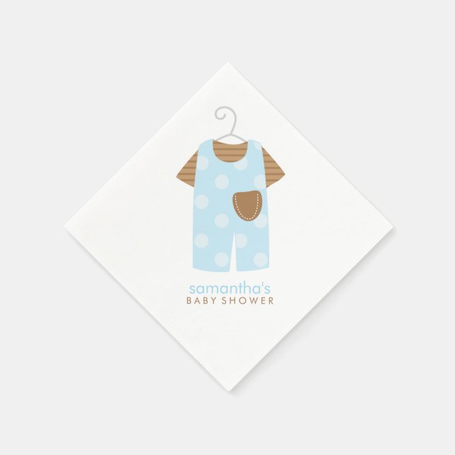 Blue Baby Outfit Baby Shower Napkin (Corner)