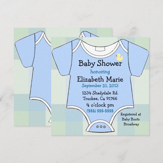 Blue Baby Outfit Shower Invitation (Front/Back)