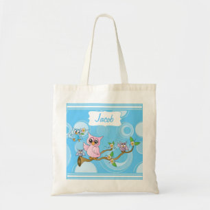 Blue Baby Owl   Baby Boy Tote Bag