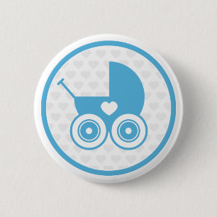 Blue Baby Pram Icon Button Badge