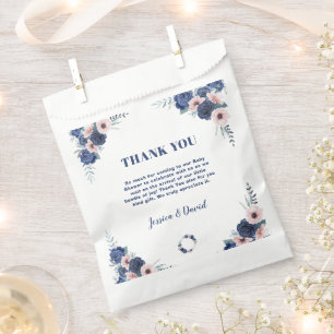 Blue Baby-Q Floral Rose Pastel BBQ Baby Shower Favour Bags