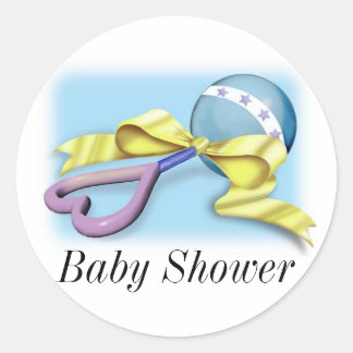 Blue Baby Rattle It's A Boy Classic Round Sticker