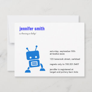 Blue Baby Robot Baby Shower Invite