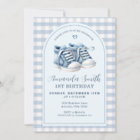 Blue Baby Shoes Boy Plaid Arch First Birthday