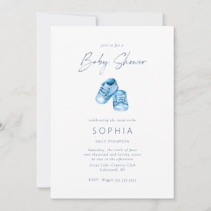 Blue baby shoes delicate Baby Shower Invitation