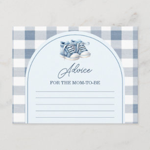 Blue Baby Shoes Gingham Booties Advice For Mummy Enclosure Card
