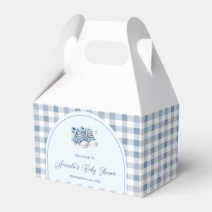 Blue Baby Shoes Gingham Boy Booties Baby Shower Favour Box