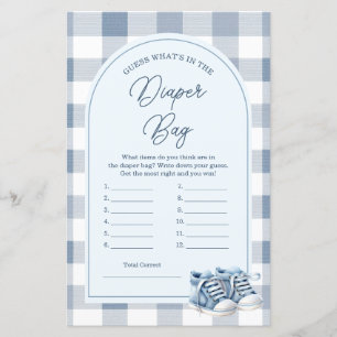 Blue Baby Shoes Gingham What's in Diaper Bag Game