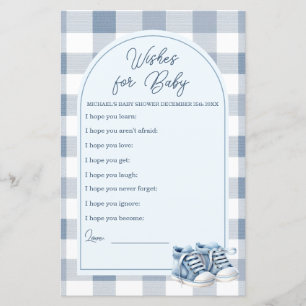 Blue Baby Shoes Gingham Wishes for Baby Game