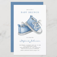 Blue Baby Shoes It's a Boy Baby Brunch Invitation