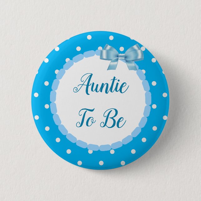 Blue Baby Shower Auntie To Be 6 Cm Round Badge (Front)