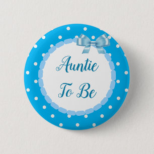 Blue Baby Shower Auntie To Be 6 Cm Round Badge