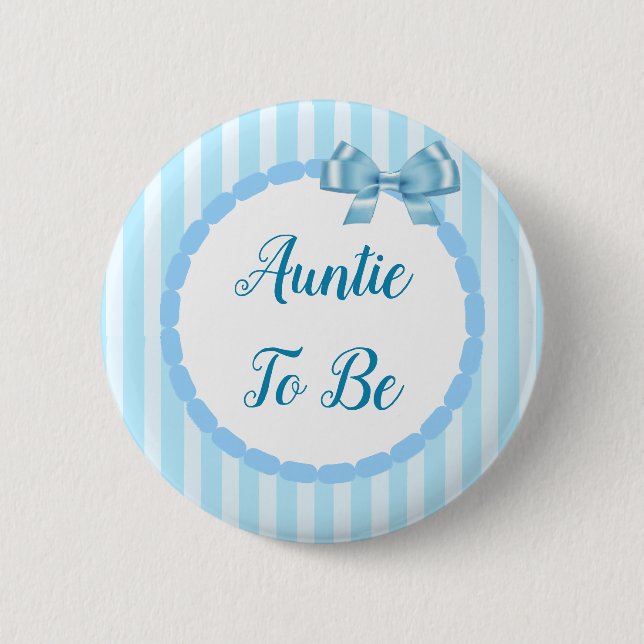 Blue Baby Shower Auntie To Be 6 Cm Round Badge (Front)