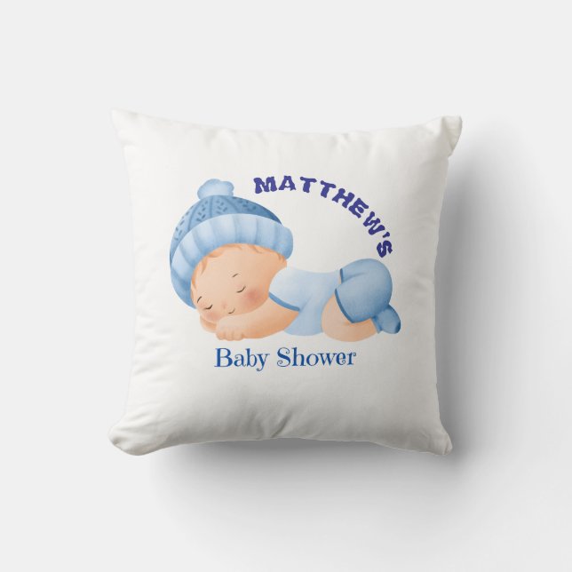 Blue Baby Shower, Baby Boy Shower Cushion (Front)