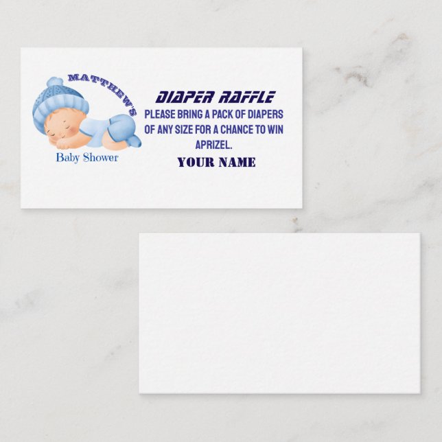 Blue Baby Shower, Baby Boy Shower  Enclosure Card (Front/Back)