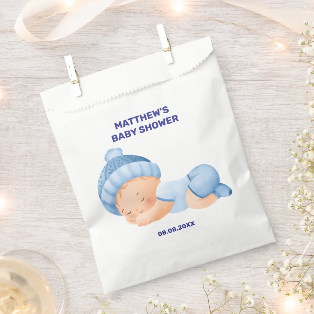 Blue Baby Shower, Baby Boy Shower Favour Bags (Clipped)
