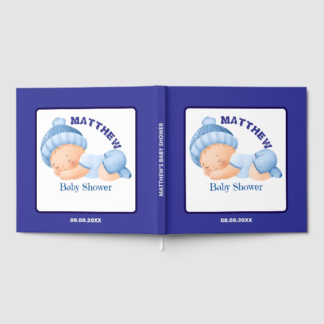 Blue Baby Shower, Baby Boy Shower Guest Book (Full)