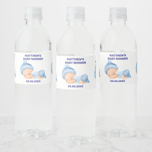Blue Baby Shower, Baby Boy Shower Water Bottle Label