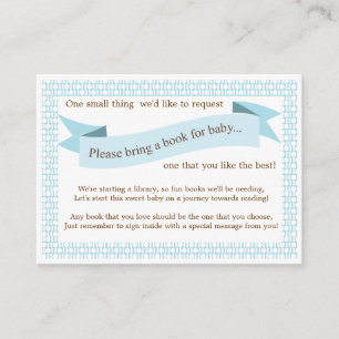Blue Baby Shower Book Insert Request Card
