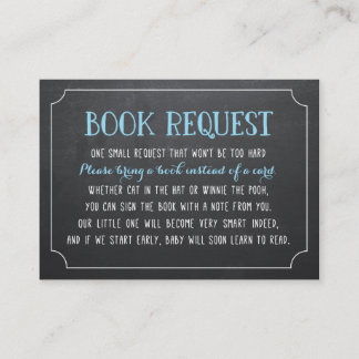 Blue Baby Shower Book Request, Bring a Book Enclosure Card