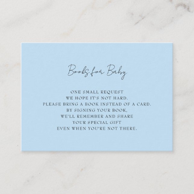 Blue Baby Shower Books for Baby Enclosure Card (Front)