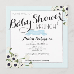Blue Baby Shower Brunch Invitation