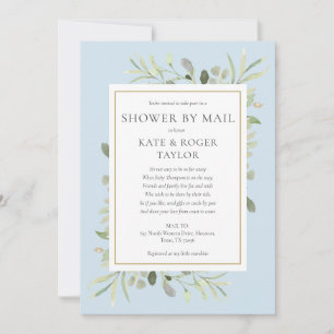 Blue Baby Shower By Mail Long Distance Greenery Invitation