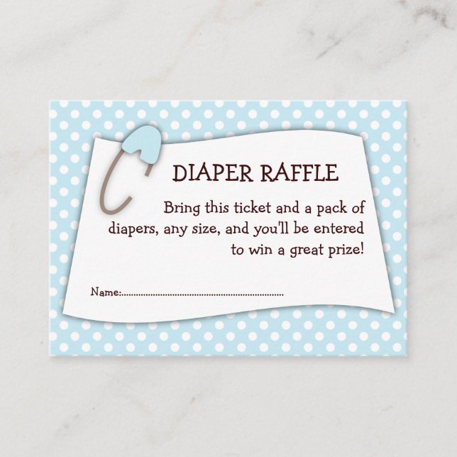 Blue Baby Shower Diaper Raffle Ticket Insert (Front)