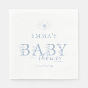 Blue Baby Shower Elegant Wildflower Floral Napkin