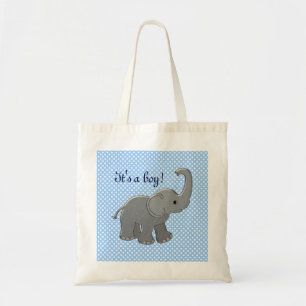 blue baby shower elephant tote bag