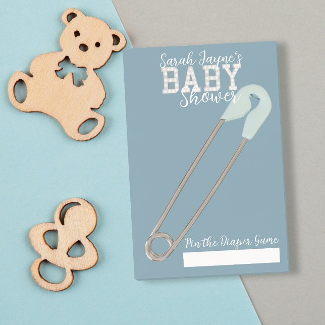 Blue Baby Shower Game Pin the Diaper Post it Notes (Just add your name and pin the 'diaper' on the baby! Fun (and safe) baby shower game)