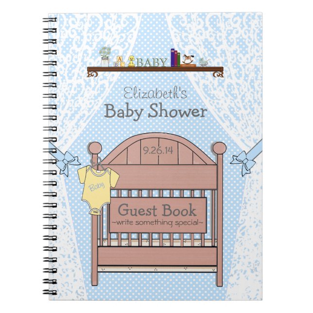 Blue Baby Shower Guest Book- Notebook (Front)